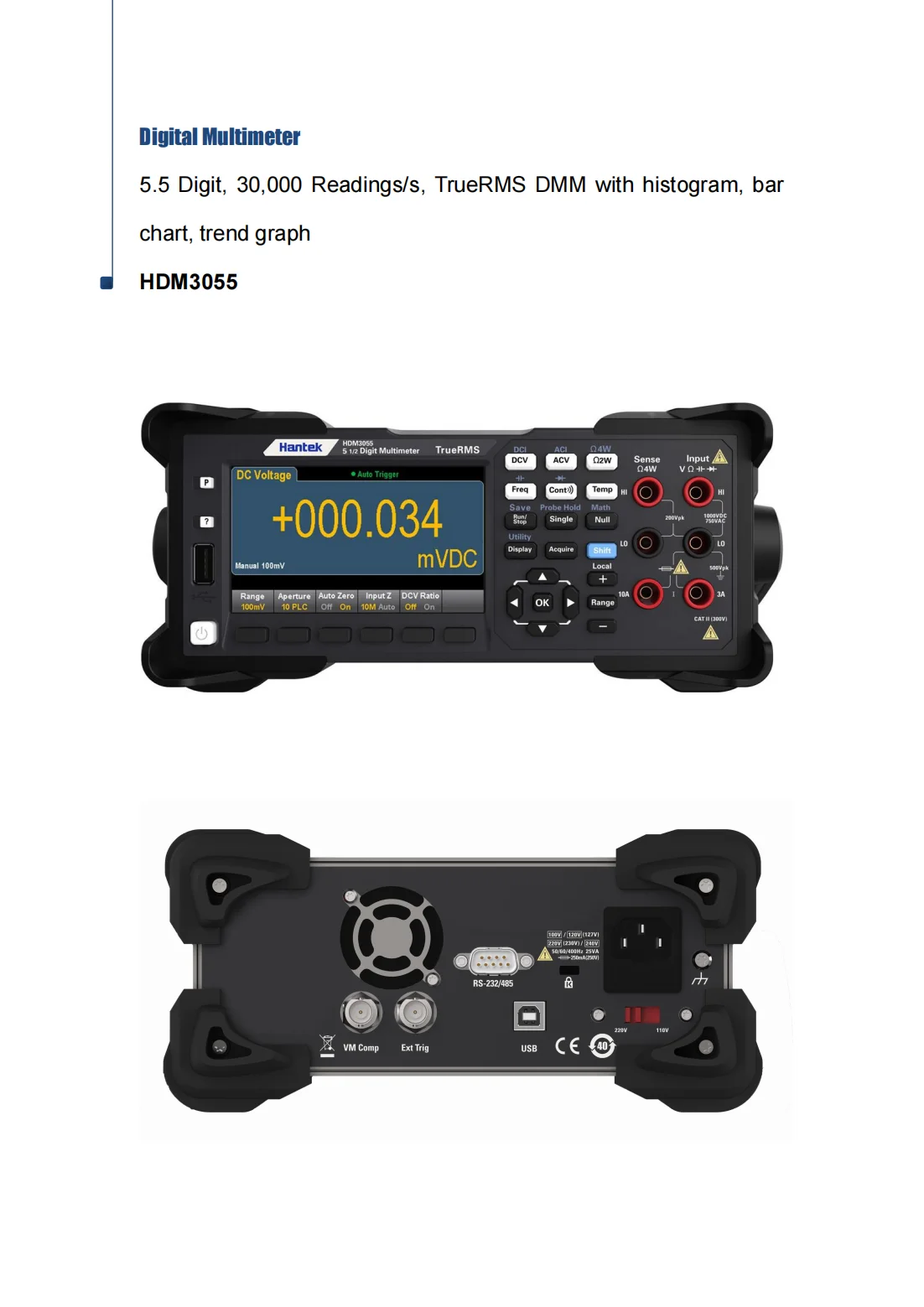 Multímetro digital portátil de gran venta HDM3055