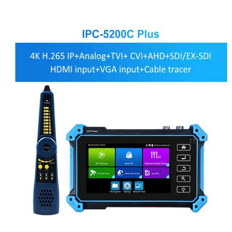 CCTV 5.4 inch IPC-5200 Plus Full 8MP IP CVI TVI AHD SDI Analog 6 IN 1 VGA & 4K HD input IP Camera Tester