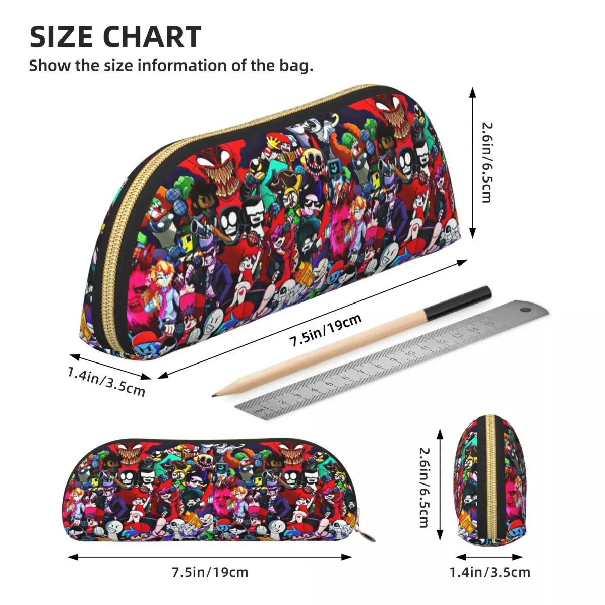 ليلة الجمعة Funkin Characters Fnf Game مقلمة حامل أقلام تخزين كبير صندوق أقلام حقيبة أقلام رصاص للبنين بنات مدرسة