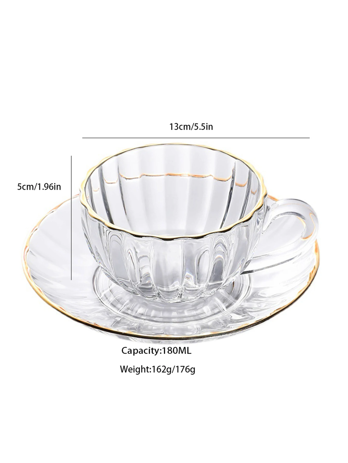 KLP Tea Set Cup and Saucer Set，Transparent Glass Dish Bubble Flower Tea Cup Coffee Cup with Handle