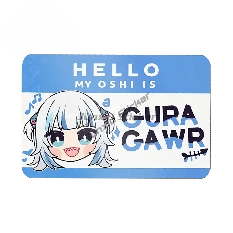 Hello My Oshi Is Hololive Gura Watson Car Stickers Cute Funny Decals Sunscreen Trunk Windows Decor Vinyl