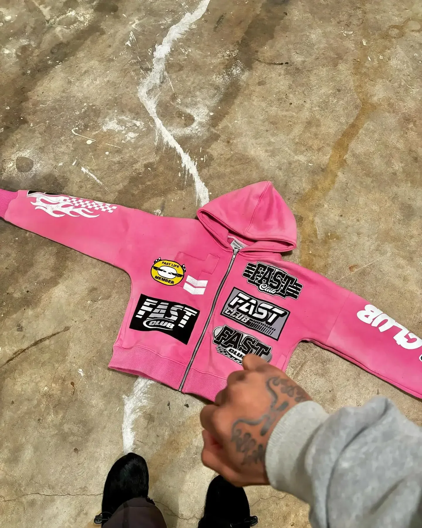 Y2k Fashion Men Letter Printed Zipper Pink Hoodie Casual New Vintage Harajuku Hip Hop Loose Long Sleeved Jacket Hip hop Hoodie