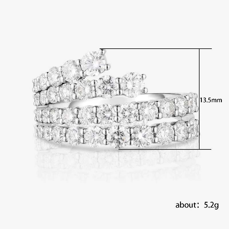 Women's Simple Stylish Lines Cubic Zirconia Ring, Silver Color