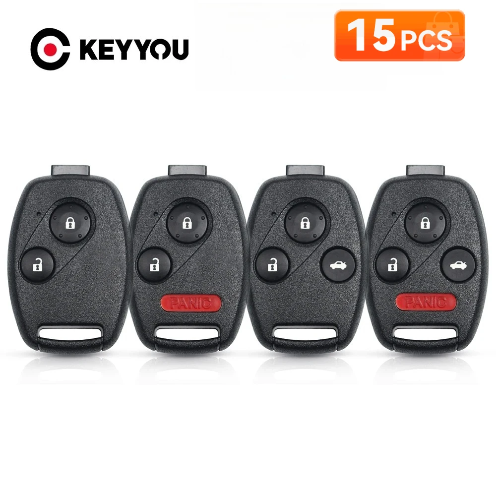 KEYYOU 15Pcs With Buttons Pad For HONDA Accord CRV Pilot Civic 2003 2007 2008 2009 2010 2011 2012 2013 Car Key Case Shell Cover