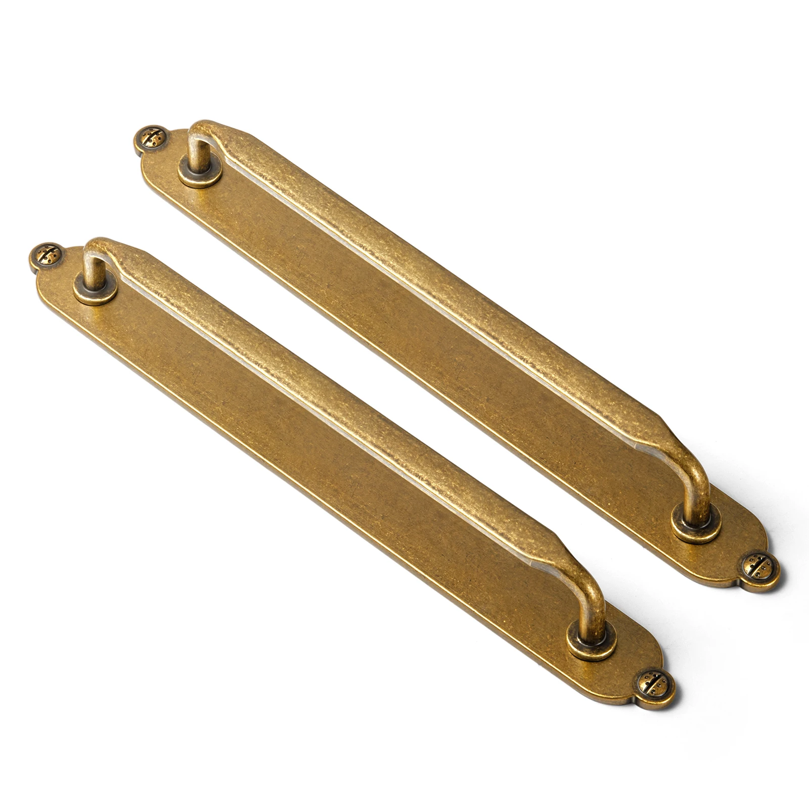 

Goo-Ki Antique Brass Zinc Alloy Cabinet Handle with Backplate 5''(128mm) Hole Center Cabinet Pull Hardware for Bedroom, Kitchen