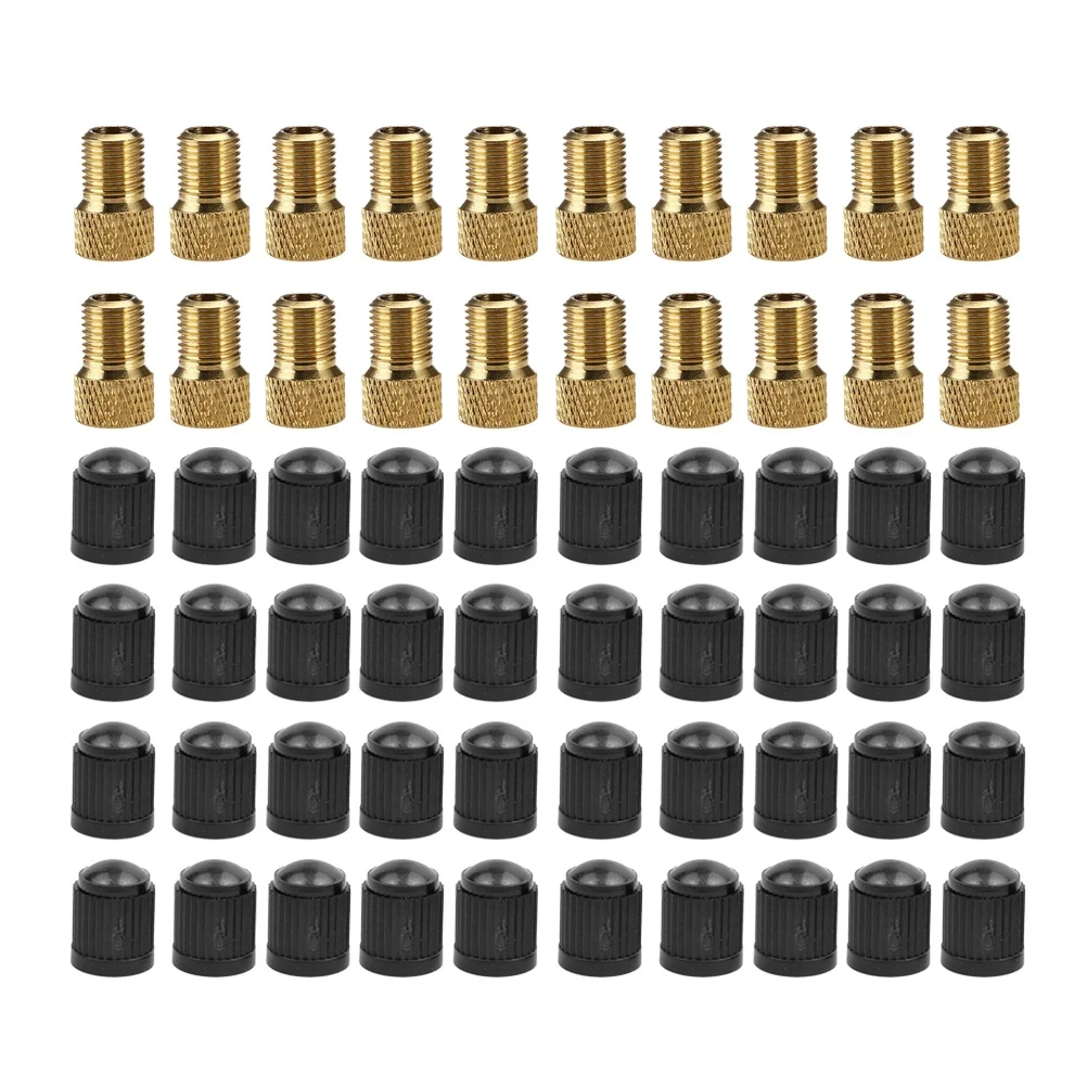 

60pcs To Brass Valve Adapters Bike Converter Kit With Dust Easy Installation For Bicycle Tire Accessories