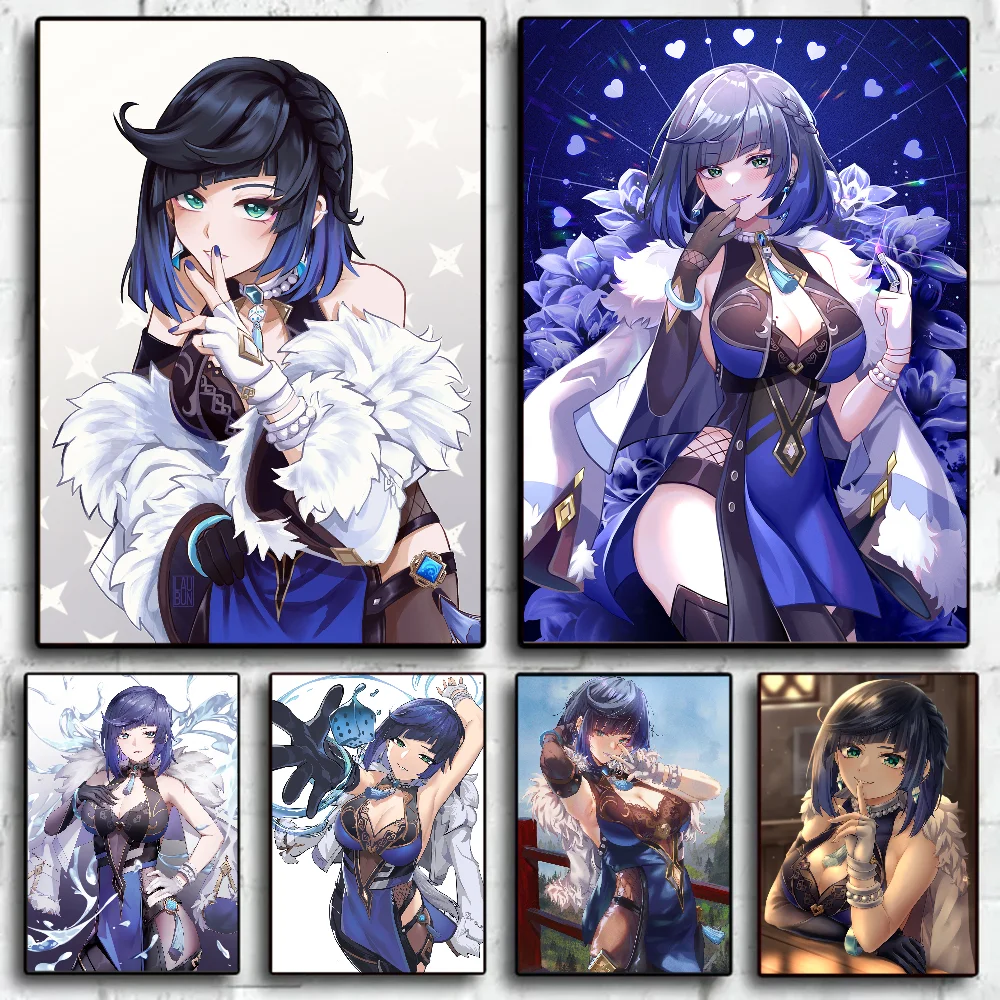 

Yelan Genshin Impact Vintage Posters Sticky Whitepaper Prints Posters Artwork Posters Wall Stickers