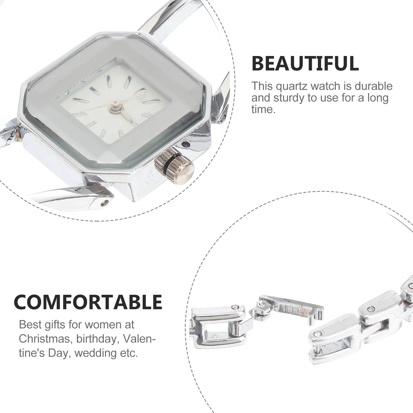 

Stylish Women Quartz Wristwatch Silver Case Black Dial Fashion Elegant Design Perfect for Gifts and Daily Wear