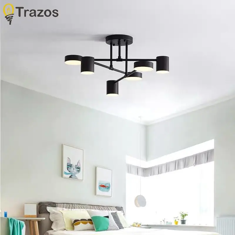 Nordic  Black Bedroom Ceiling Light Living Room Light Simple Atmosphere Home Study Bar Creative Simple Modern Iron Lighting