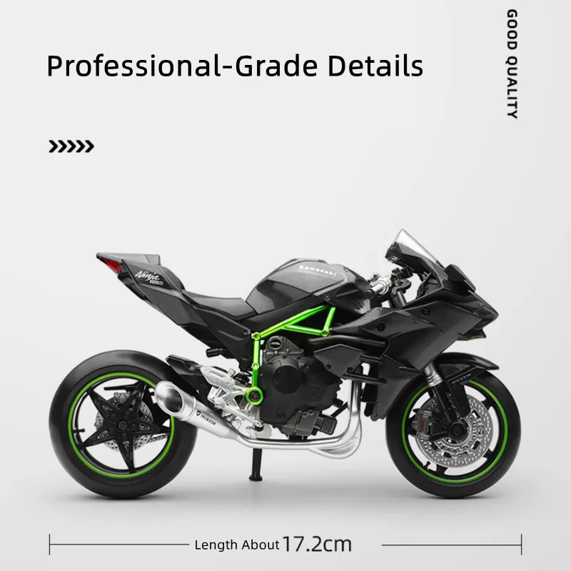 1/12 KAWASAKI H2R Ninja 250 Toy Motorcycle Diecast Metal Model 1:12 Super Sport Racing Sound & Light Collection Gift For Boy Kid