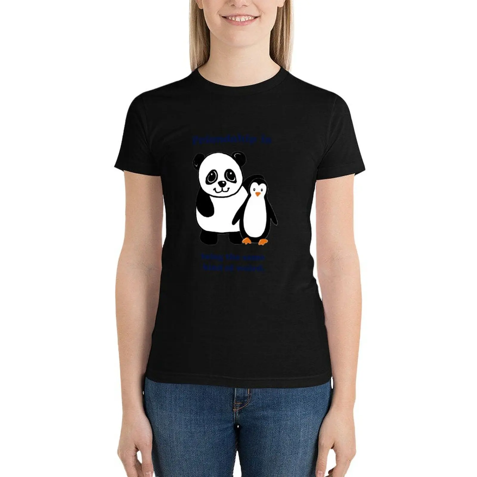 

Frienship, Penguin and Panda T-Shirt summer top Female clothing t-shirt dress for Women sexy