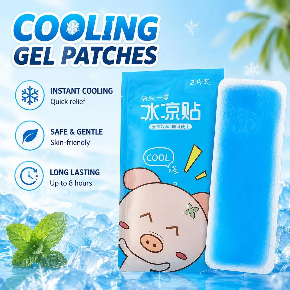 10pcs Cooling Gel Patches Instant Summer Heat Relief Hydrogel Cool Sticker Skin Safe For Fever Fatigue Outdoor Cooling Sheets