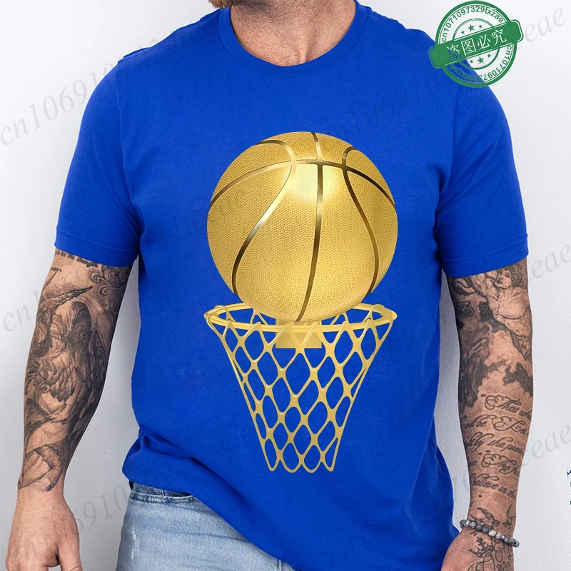 Men's Summer Loose Size Creative T-shirts Basketball Trophy Graphic Printed Tshirts Casual Sports Short Sleeved T-shirt Tops