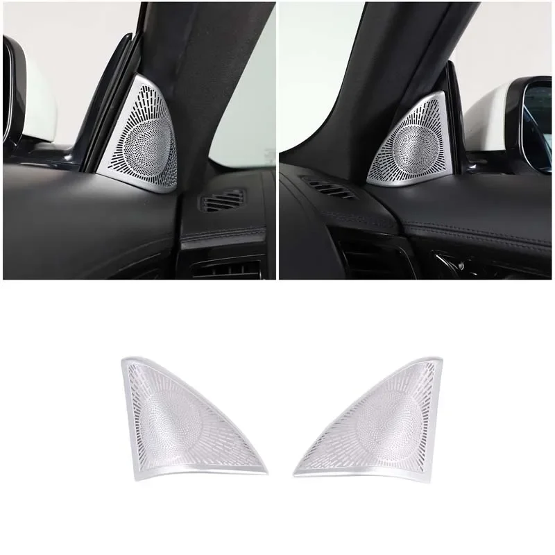 For 2013-2024 Jaguar F-TYPE Stainless Steel Silver Car Tweeter Grille Sticker Car Interior Protection Accessories 2Pcs