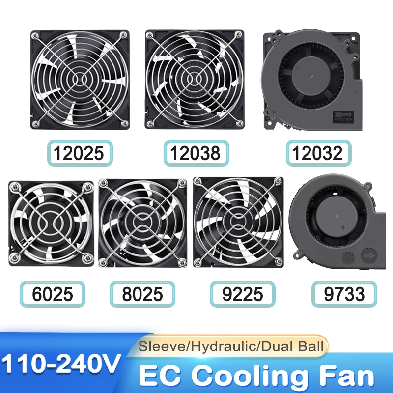 

Gdstime EC Brushless Cooling Fan AC 110V 120V 220V 240V Dual Ball Cooler 60mm 80mm 92mm 120mm Cabinet Radiator EC 2 wire Blower