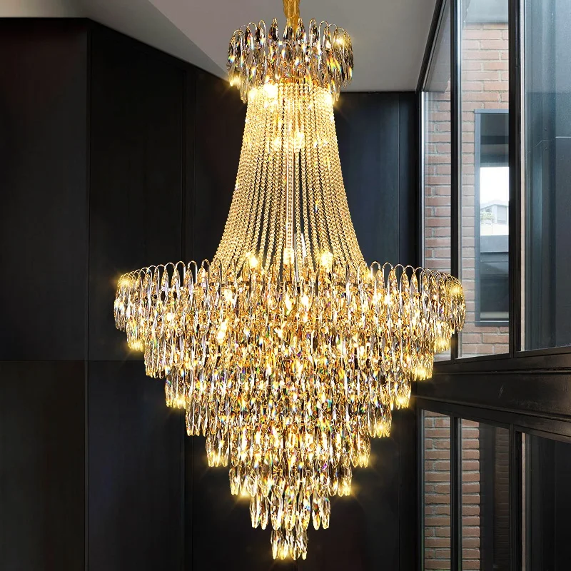 Nordic Modern Crystal Chandelier Wedding Hall Villa Hotel Hall Living Room Home Decoration Ceiling Light Luxurious Pendent Lamp