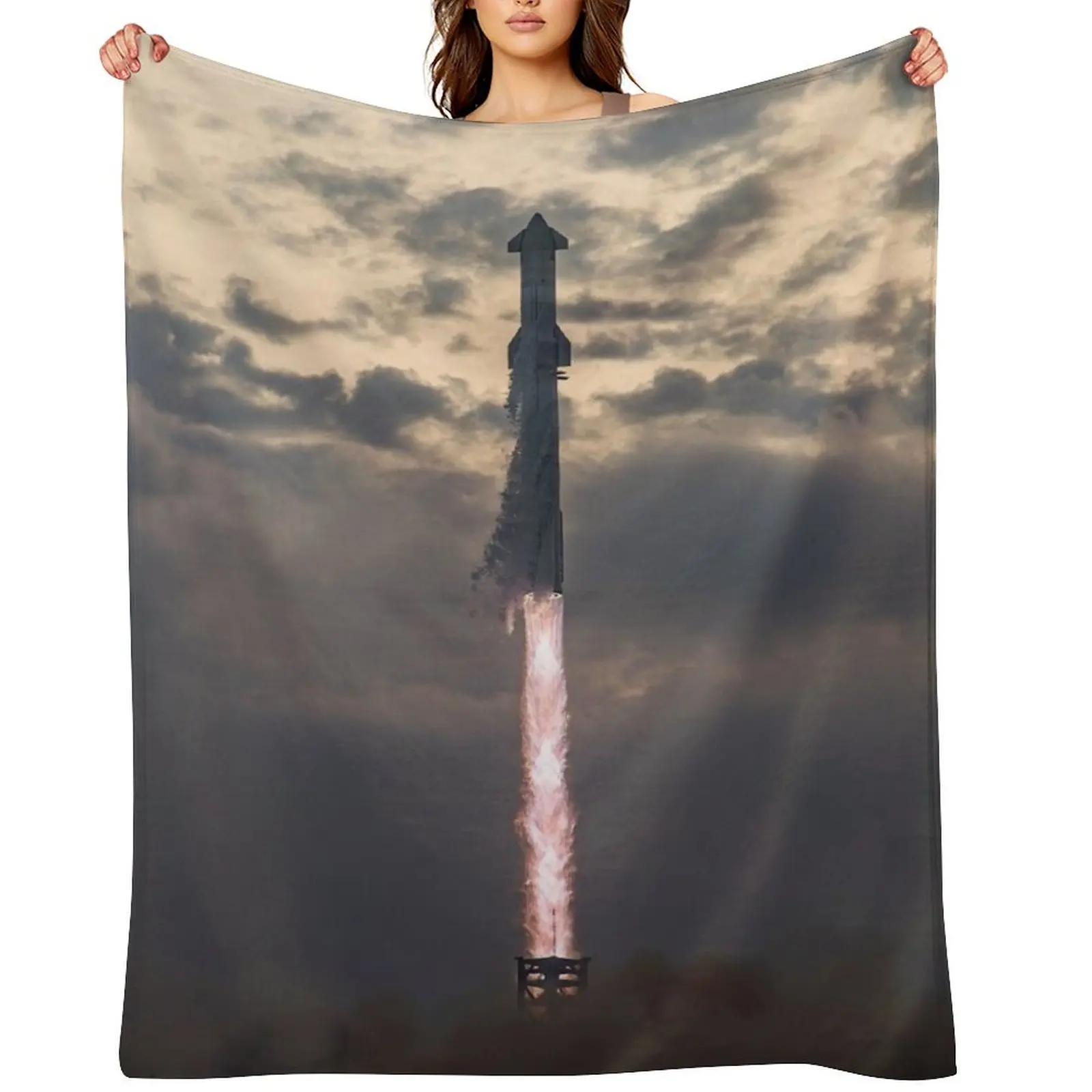 

Spacex Starship launch Throw Blanket wednesday Quilt Vintage Soft Blankets