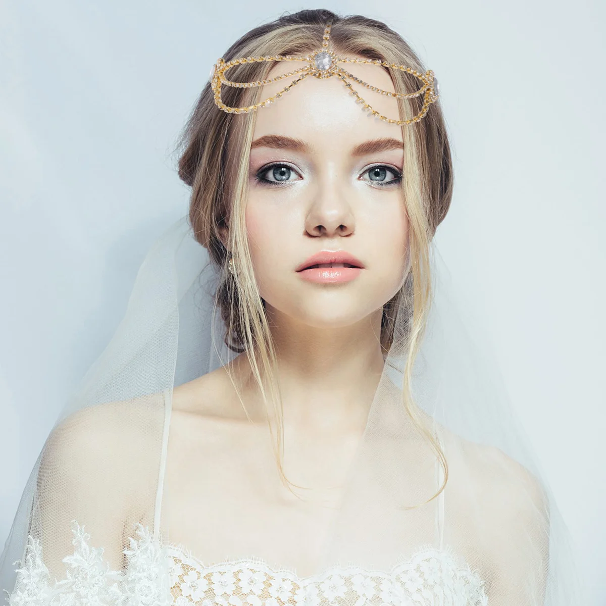 

Gothic Hair Bridal Headpiece Women Wedding Headwear Accessories Shiny Jewelry Hairstyle Vintage Bridal Head Chain Retro