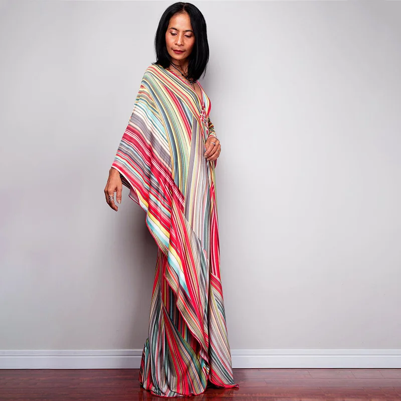 Plus Size sukienki damskie Kaftan w kwiatowy wzór Kaftan sukienka z krótkim rękawem strój kąpielowy zakrywają odzież na lato