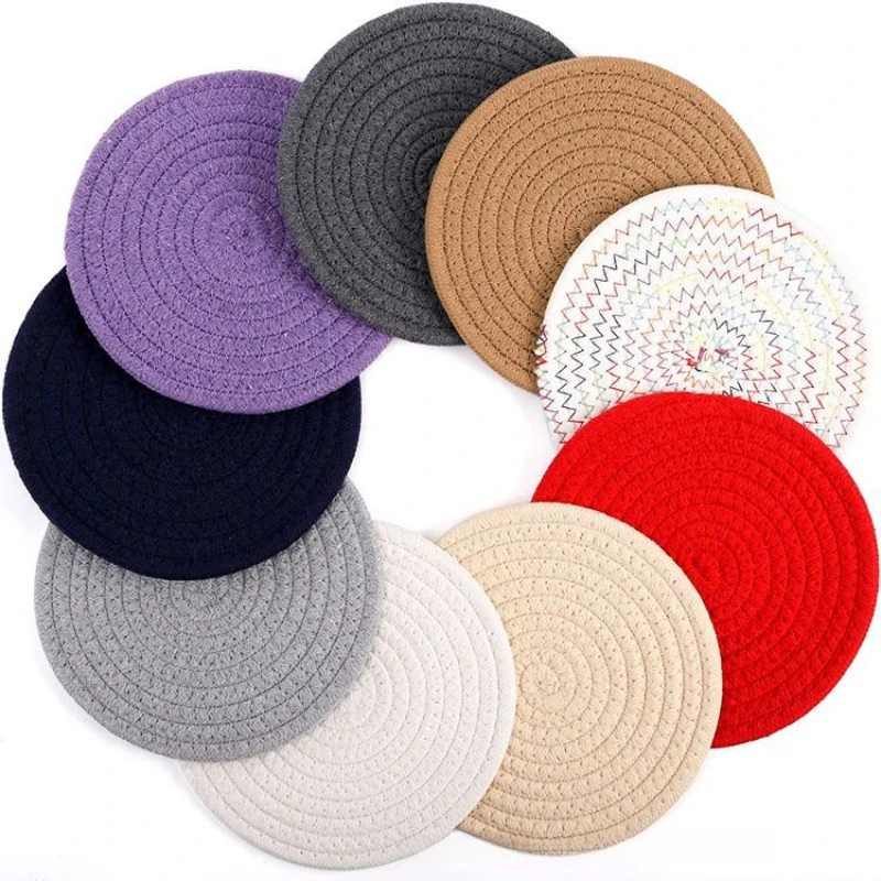 30cm Round Placemat for Dining Table Placemats Woven Linen Heat-resistant Non-slip Mats 11.81\'\' Home Wedding Kitchen Accessories