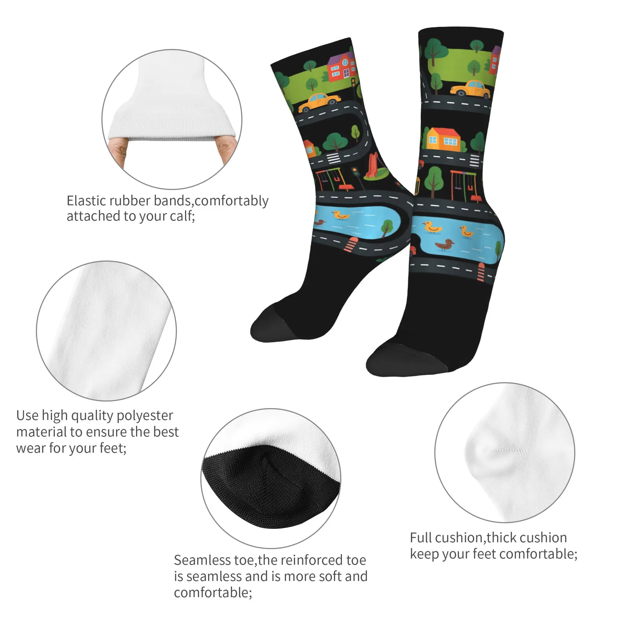 Hip-hop Tired Dads Club Car Race Track On Dad Soccer Socks  Polyester Middle Tube Socks for Unisex Sweat Absorbing