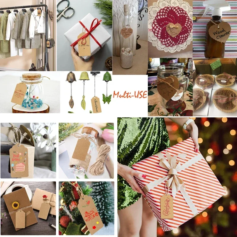 50PCS DIY Kraft Paper Tags Label Paper Price Tag Name Vintage Wedding Hanging Tag Wrap Gift Wrapping Blank Label Crafts