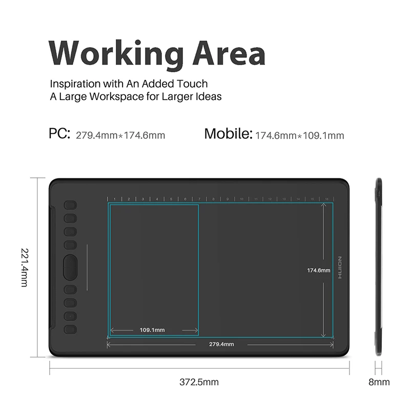Hot Sale H1161 11.6 Inch Professional Wireless Interactive Digital USB Drawing Pen Graphic Design Tablet