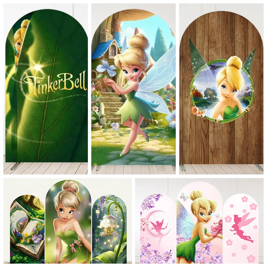 

Tinker Bell Princess Arch Wall Cover Forest Fairy Tale Book Newborn Baby Baptism Birthday Party Decoration Arch Background Girls