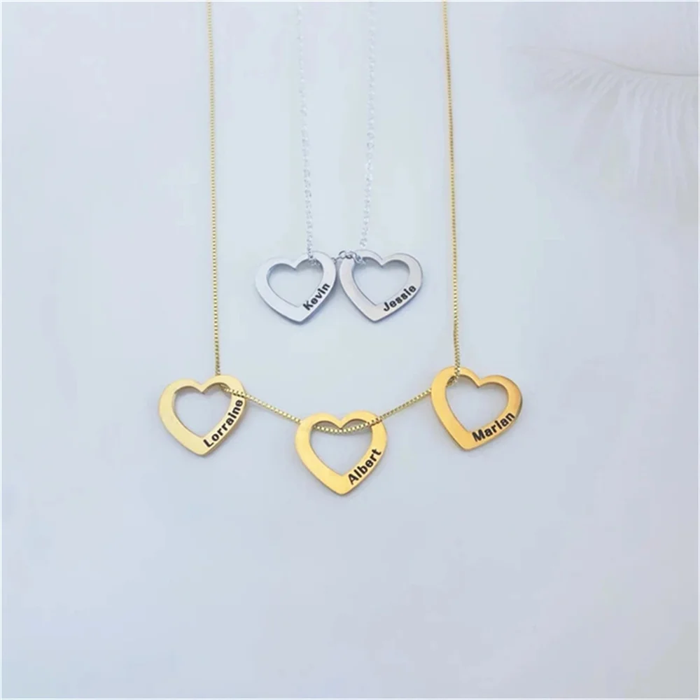 

Customized Engrave Heart Necklace For Women Simple Romantic Stainless Steel Gold Chain Name Pendant Collar Women Jewelry Gift