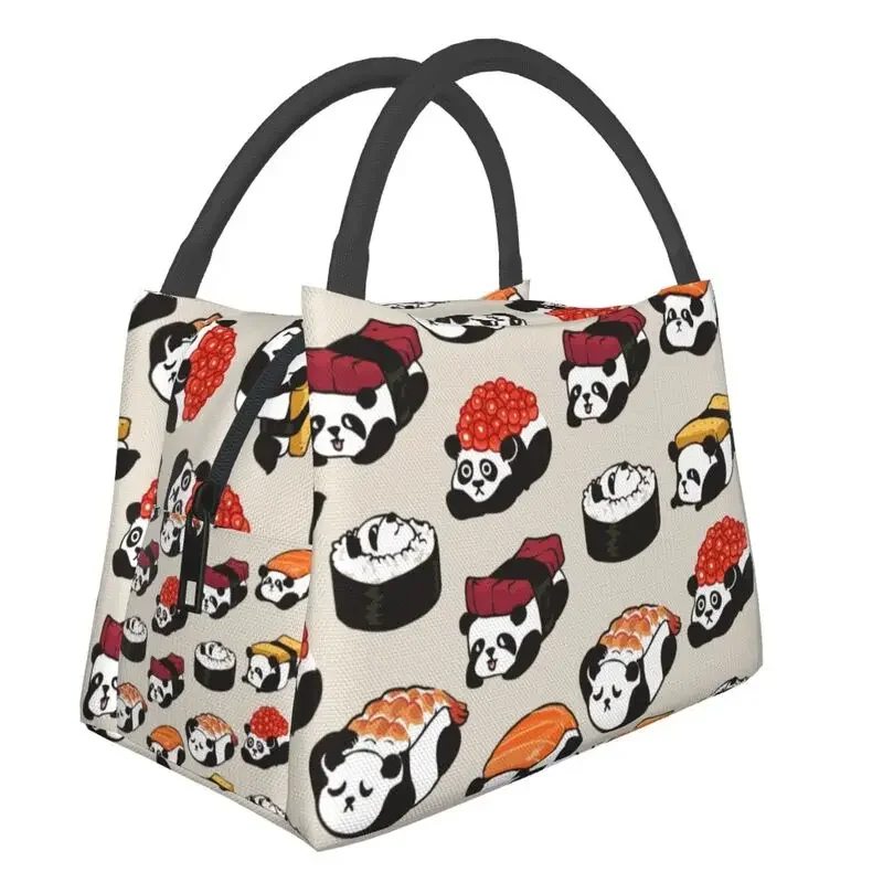 Custom Kawaii Sushi Panda Portable Lunch Boxes Anime Cartoon Japanese Food Cooler Thermal Food Insulated Lunch Bag Office Work