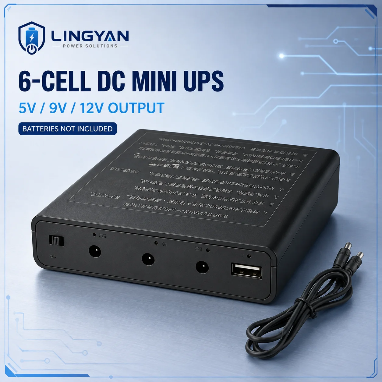 6‑Slot 18650 UPS Housing DIY Assembly Box 5V 9V 12V Multi‑Output Backup Power For Router Modem CCTV Network Device No Battery