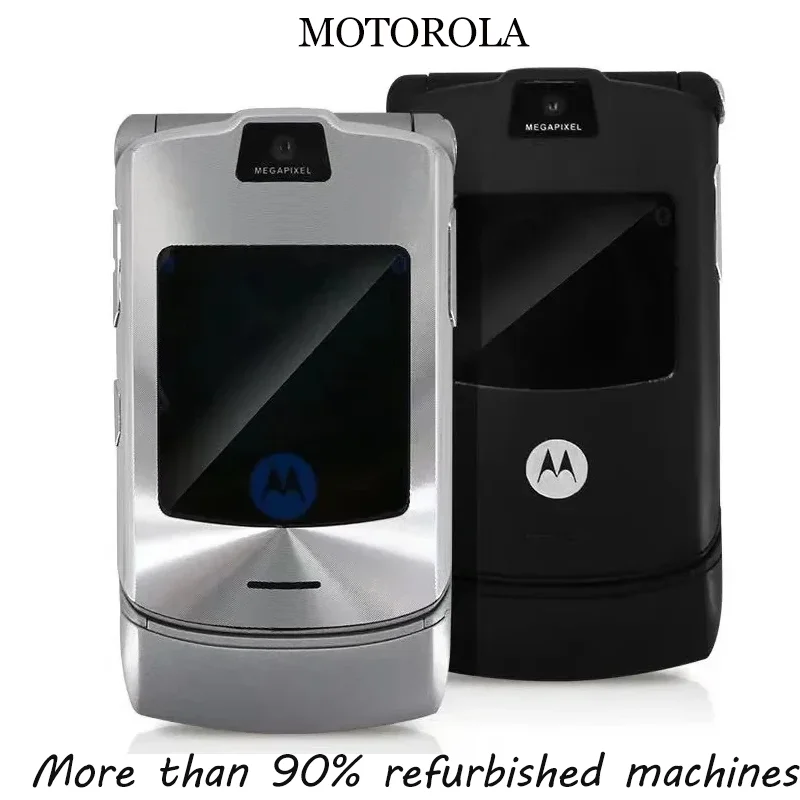 

Refurbished Unlocked Flip Bluetooth Phone GSM 850/900/1800/1900 for Motorola V3 Vintage Button Phone High Quality Spare Phone