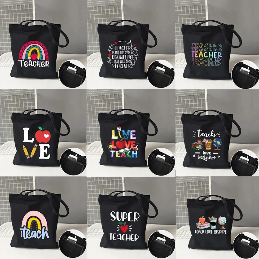 Teacher Life Rainbow Cotton Tote Bag Teacher Canvas Bag Graduation Gifts Tote Great Teachers Appreciation or End of Year Gift