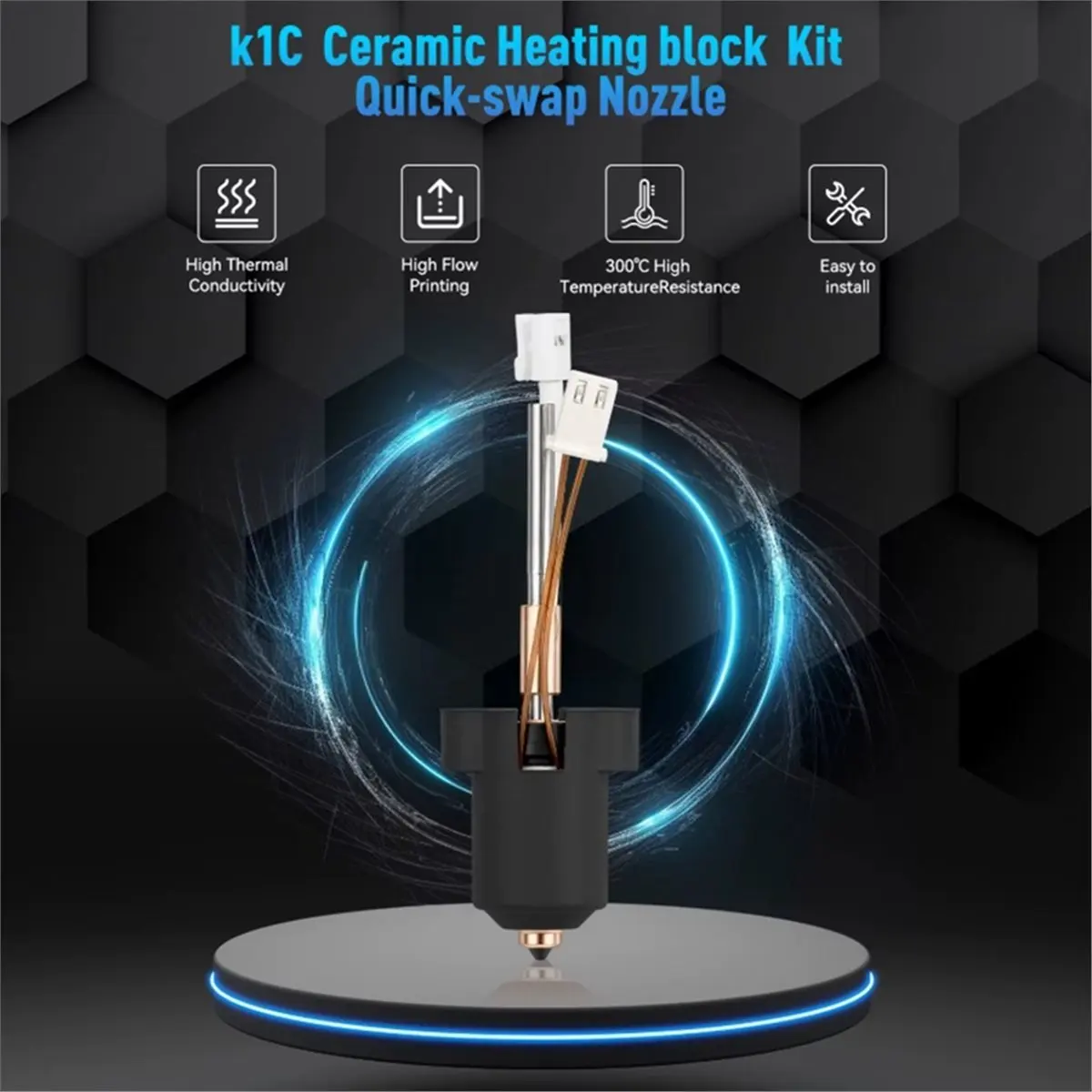 plplp For Creality K1C/K1MAX Hotend Thermistor Cartridge Sensor Hot End Ceramic Heating Block Kit 0.4mm Nozzle