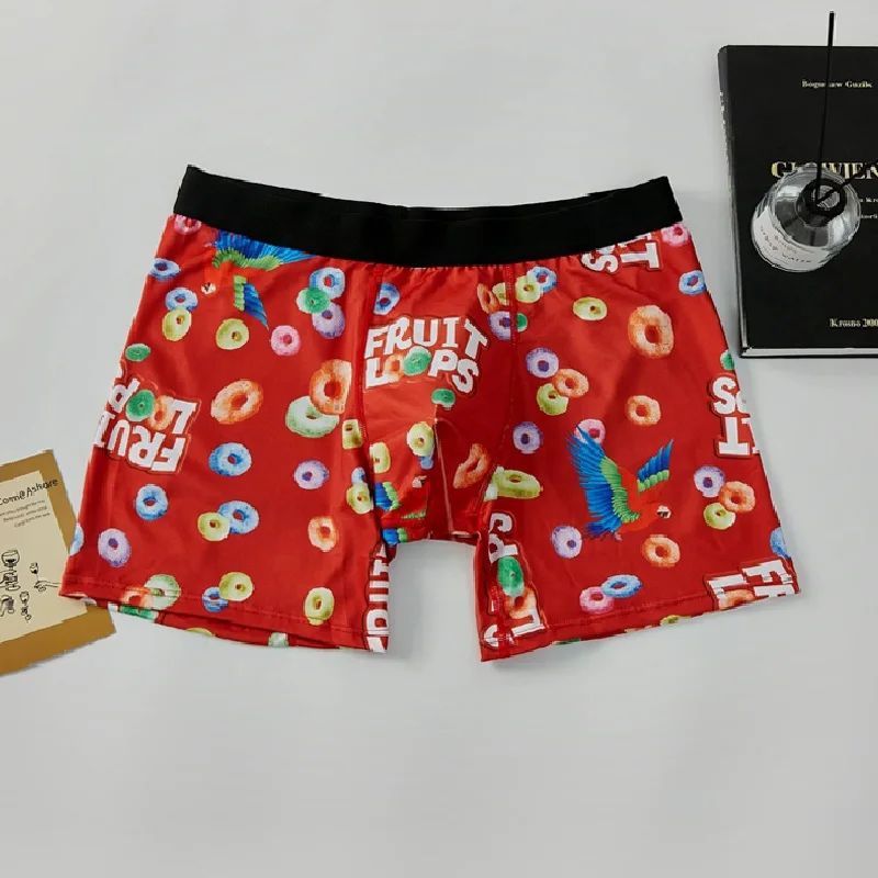 Men Sports Boxers Underwear Underpants Sport Red M L XL Print Ventilate Fashion Fitness