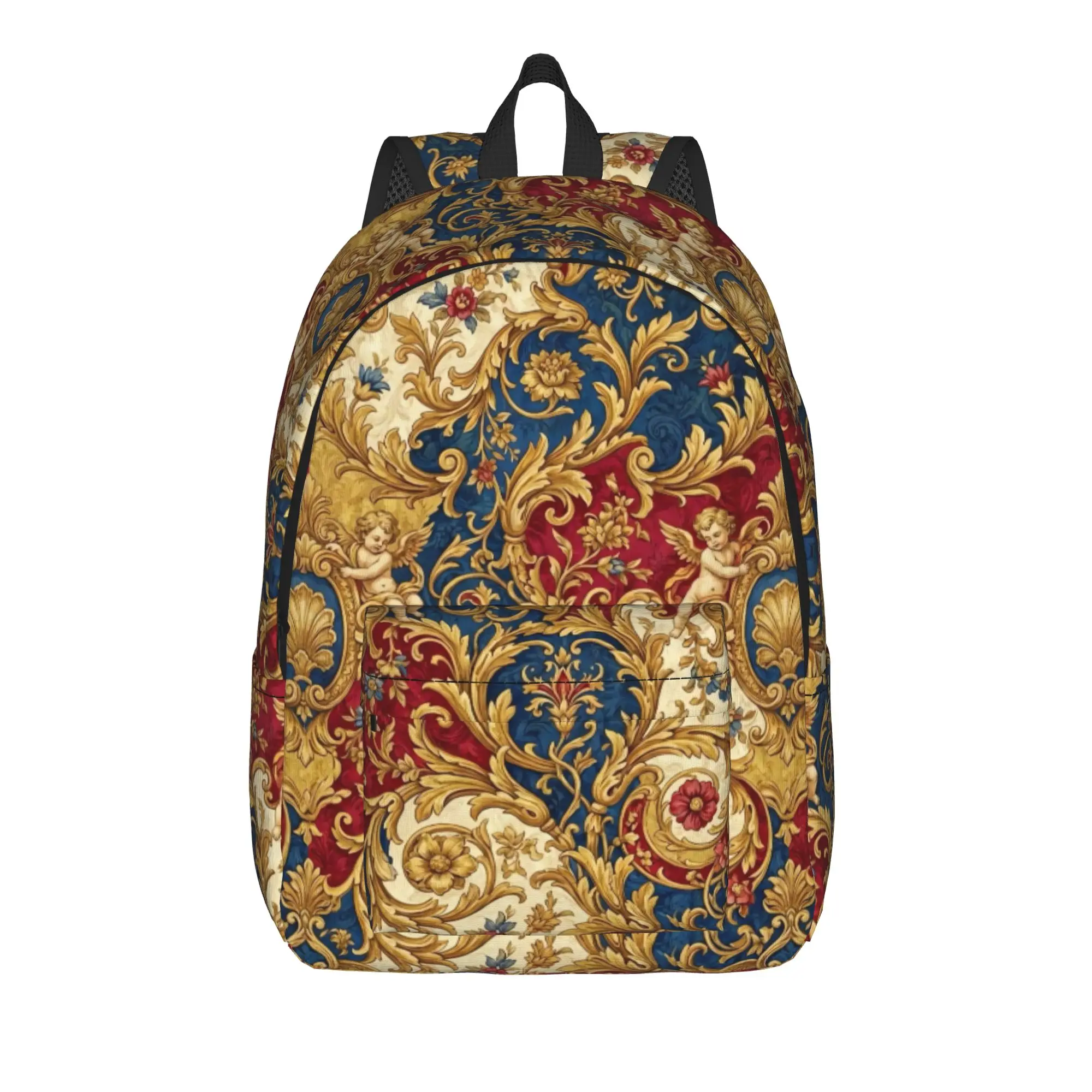 Antique Baroque Pattern Backpack Male  Soft Backpacks Polyester Kawaii School Bags Travel Colorful Rucksack