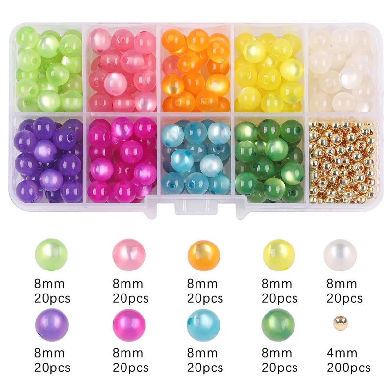 Resin imitation eye round bead loose bead set box handmade beaded mobile phone chain chain accessories