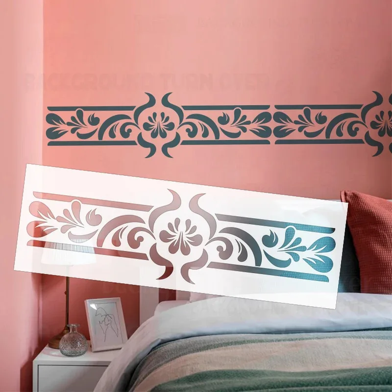 

Трафарет для декора 80-120 см, декоративный шаблон для рисования, шпаклевка для рисования стены, большая дамасская кайма, барокко, рококо