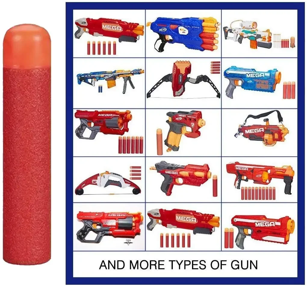 1A30Pcs Mega For Nerf 9.5cm Red Sniper Rifle Darts Bullets Mega Foam Refill Darts Big Hole Head Bullets For N-Strike Mega Series