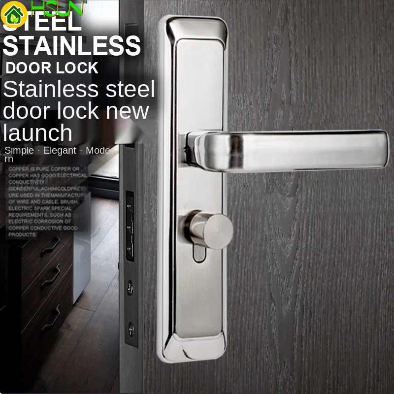 

Stainless Steel Concise Mute Wooden Doors Lock Indoor Bedroom Room Toilet Door Lock Solid Wood Lock