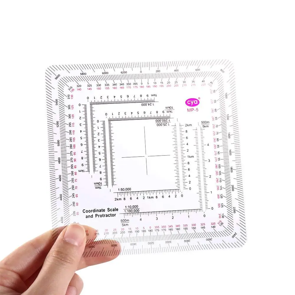 Imagem -03 - Transferidor Multifuncional para Camping Transferidor do Mapa Ferramenta de Medição Acrílica Criativa Topografia Coordenada Escala