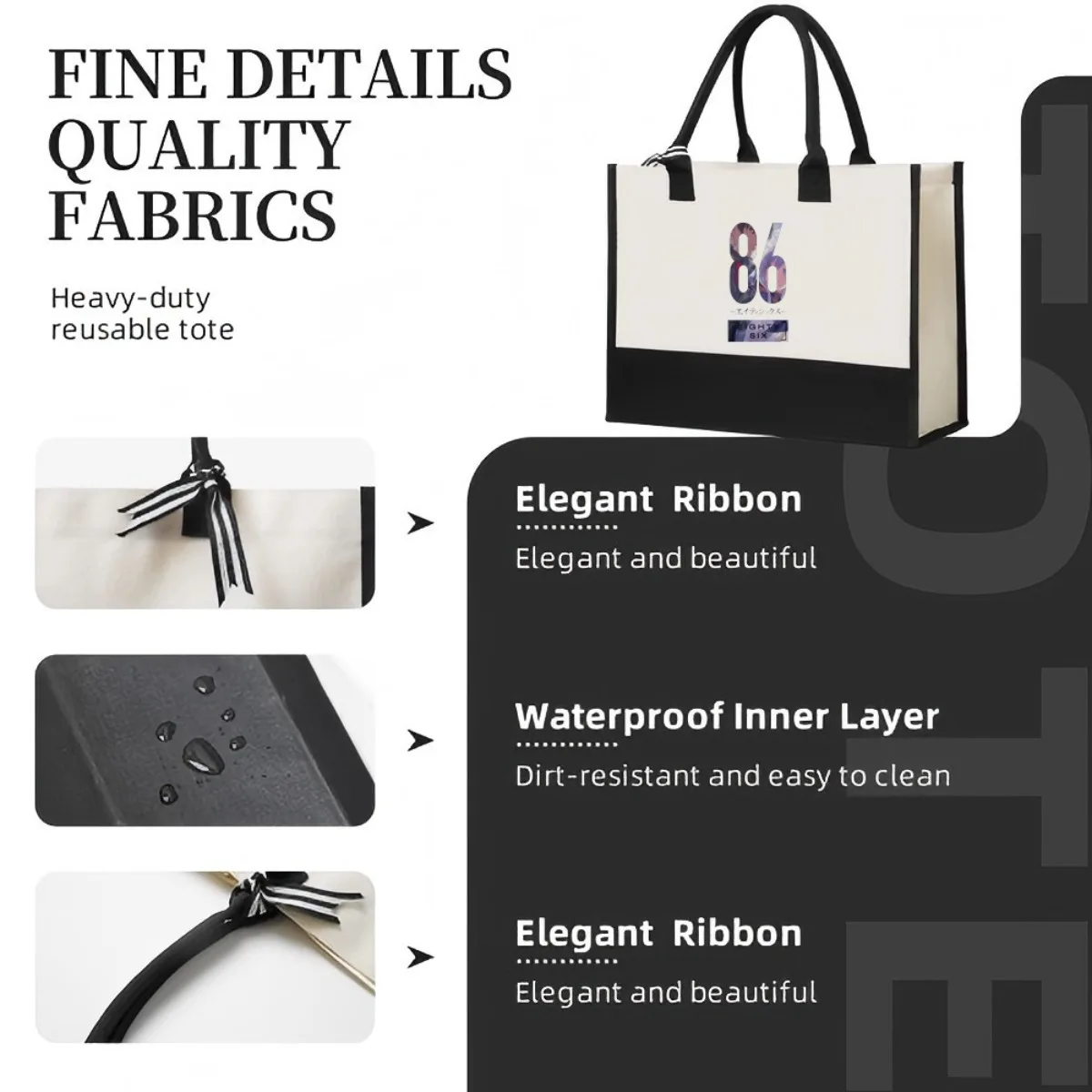 86 ثمانية ستة 2026 وصول جديد موضة عملية واسعة قابلة لإعادة الاستخدام حمل حقيبة نمط طباعة 2 لهجة الثقيلة حقيبة كتف كبيرة f #5