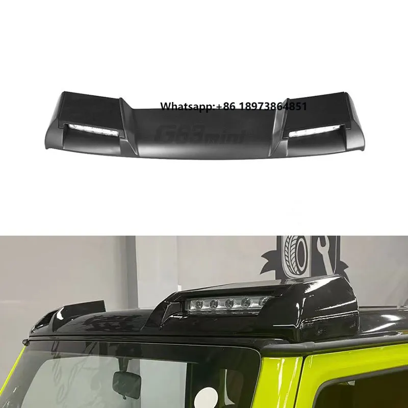 

Jimny Upgrade to Mini G63 Style Car Auto Body Kits Parts Accessories Front Roof Spoiler Wing with Lights for Suzuki Jimny