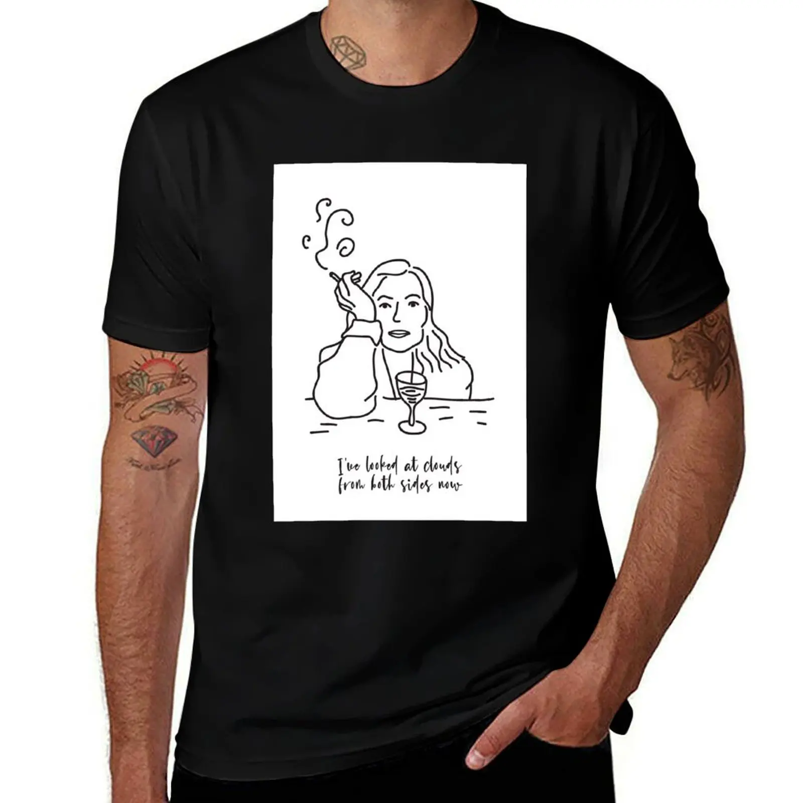 Joni Mitchell Poster - Joni Mitchell print, Minimalist art, Line art, both sides now lyrics T-Shirt