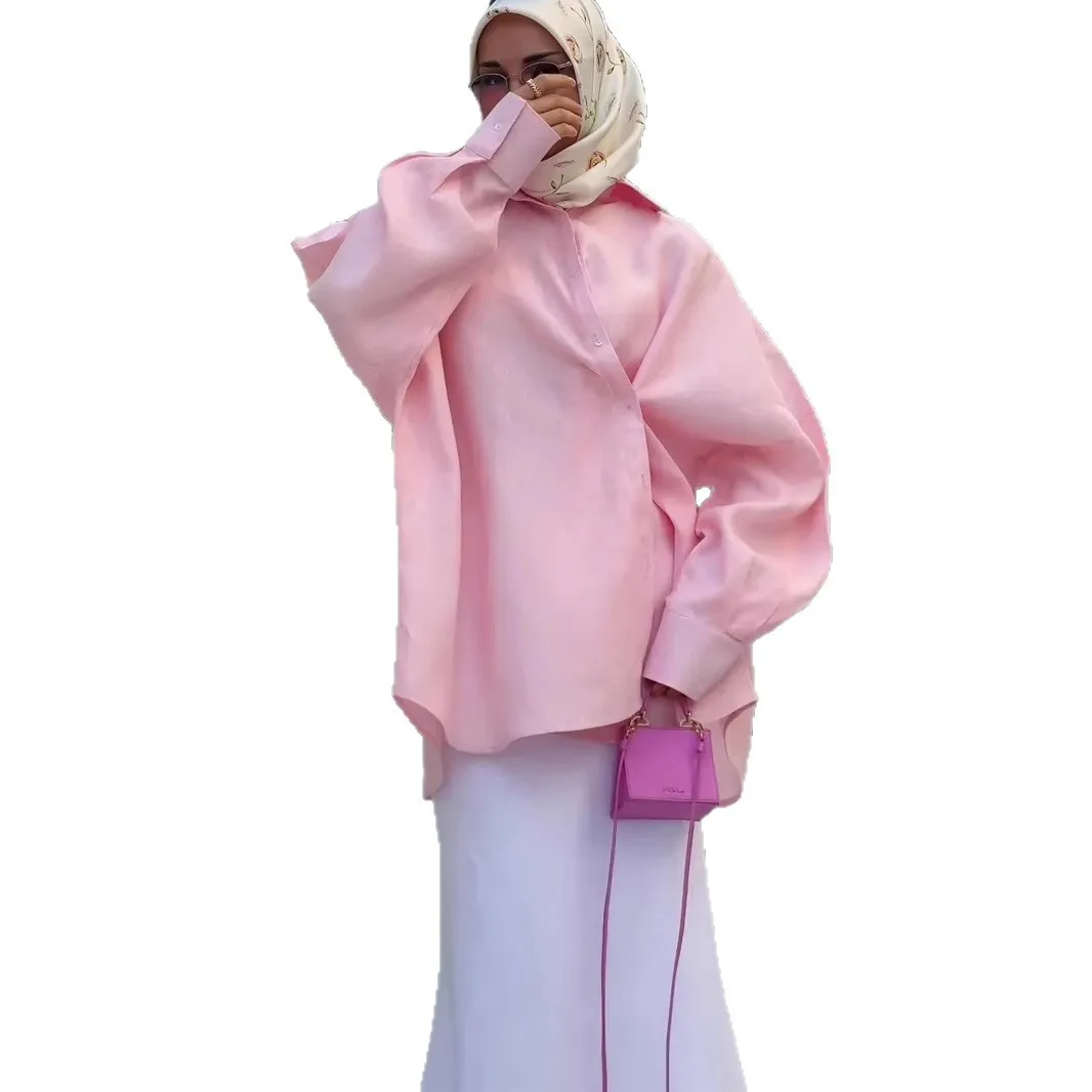 Muslim Skirt Suit Women 2 Piece Set Shirt Top Long Skirts Single Breasted Morocco Dubai Ensemble Arabic Casual Outfits Ramadan