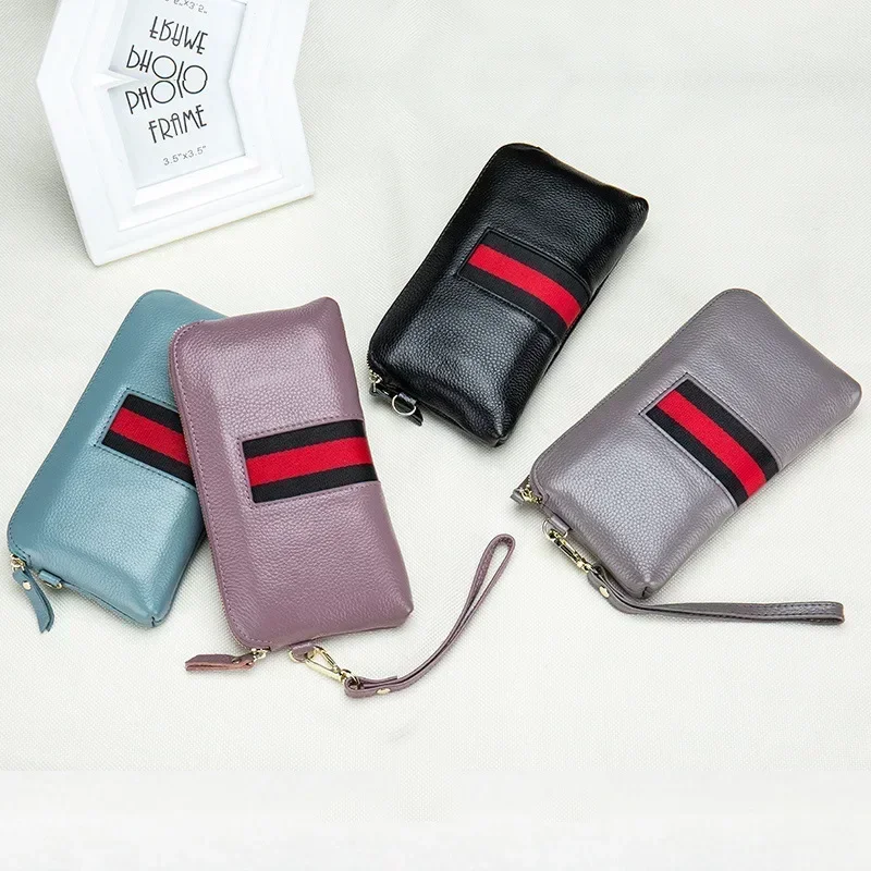 Fashion Genuine Leather Women Day Clutches Bags Lady Zipper Handbag Cowhide Casual Pouch Case Wrist Bag For Girls Bolsa Feminina