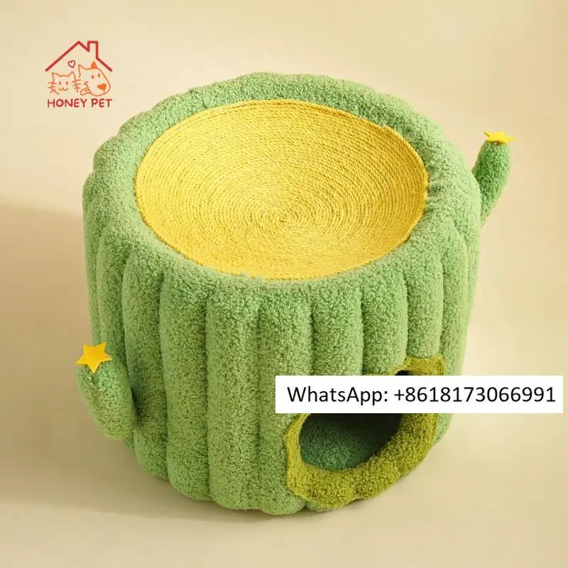 Cactus Shaped Sisal Hemp Material Cat Nest Pet Products Cute Claw Plate Durable and Durable Simple and Rural Style Pet Bed