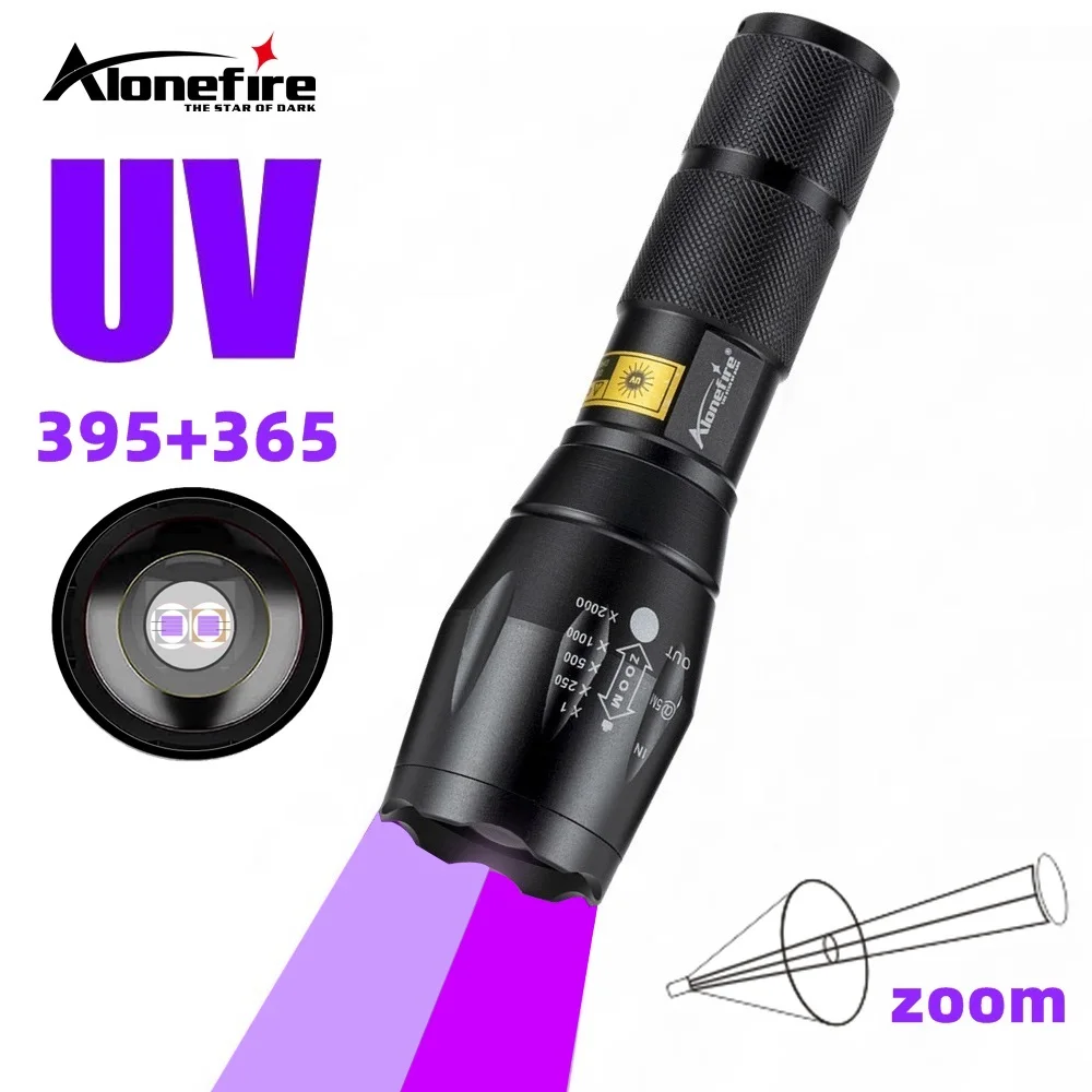 Zoom UV Flashlight 2-in-1 365nm/395nm Nail Polish Curing Pet Stain Tinea Hotel Marker Ore Money Scorpion Detection Lamp Torch