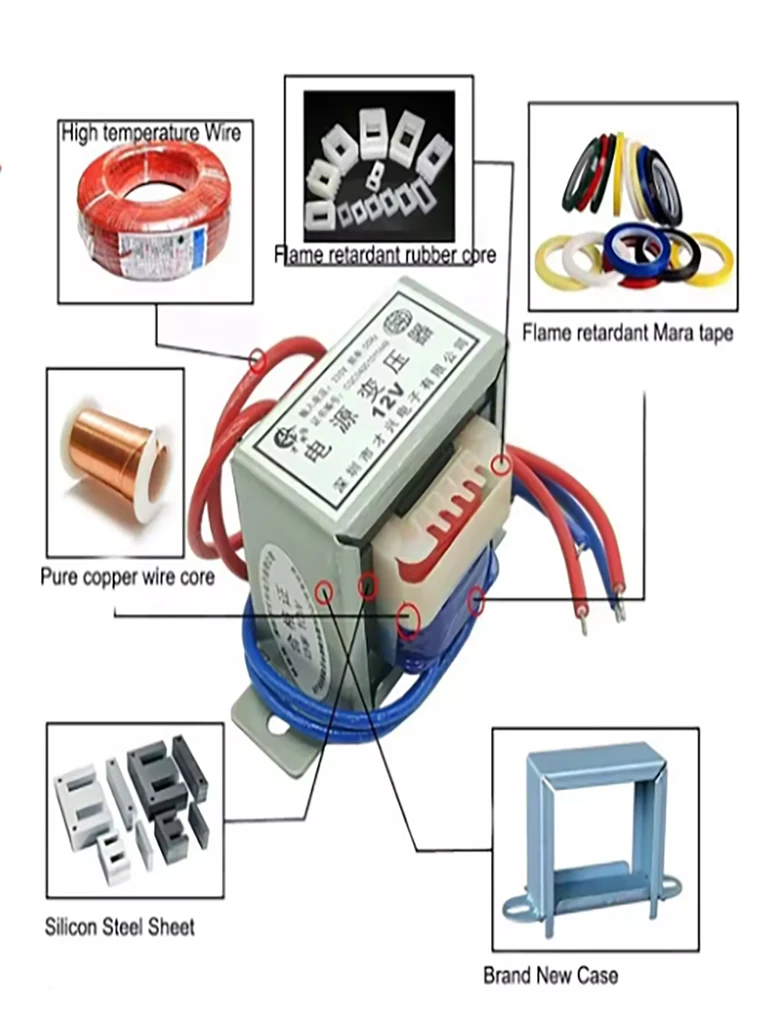 Transformateur de puissance 1W 5W 10W 12W 15W 20W 25W 40W 60W, entrée AC 220V 50HZ, sortie AC 6V 9V 12V 15V 18V 24V 36V 48V 110V double V 3 lignes