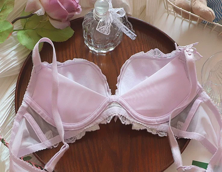 Embroidered flower underwear women's lingerie with briefs set pure desire  sexy underwireless bra set sweet - AliExpress 200574005